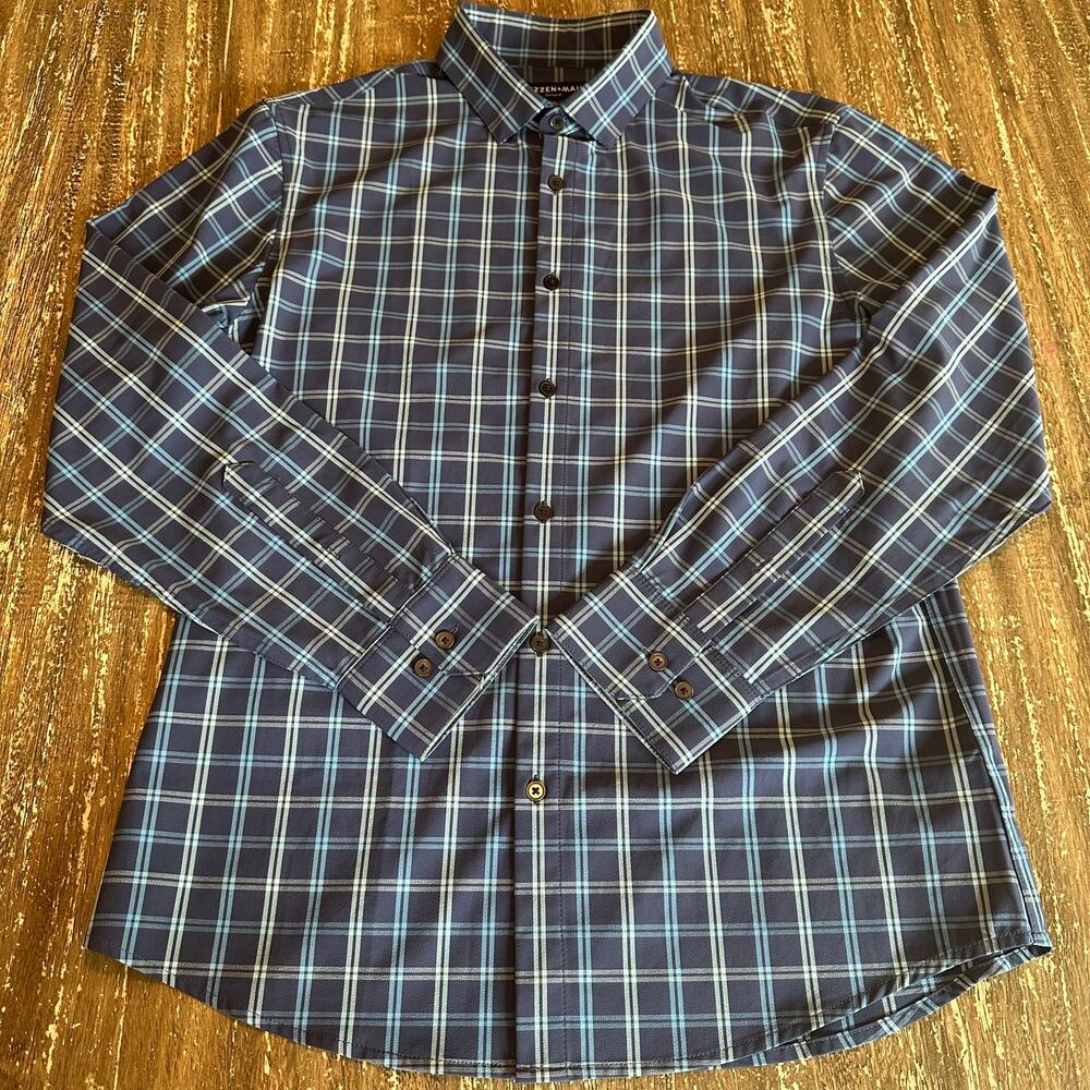 Mizzen + Main Leeward Performance Dress Shirt Long Sleeve Men’s Size M No Tuck